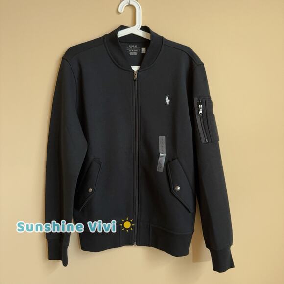 NWT Polo Ralph Lauren Men's Double Knit Bomber Jacket Black small
